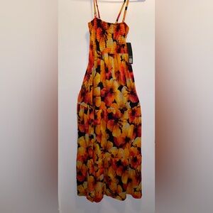 Sophia Vergara Floral Hibiscus Tropical Midi Womens Dress Size small